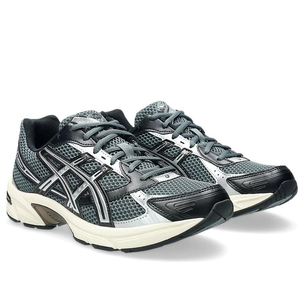 ASICS Gel-1130 Steel Grey Black pair front angled view on white background  
